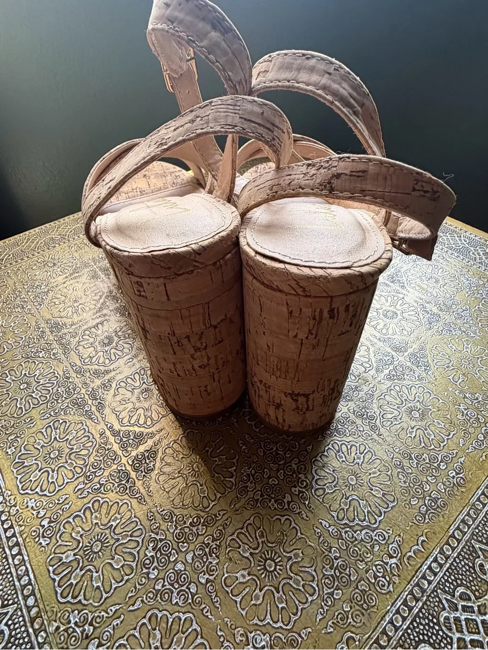 Lulu's Natural Cork Crisscross Platform Wedges